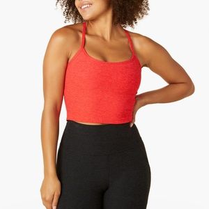 Red Spacedye Slim Racerback Cropped Tank - Beyond Yoga
